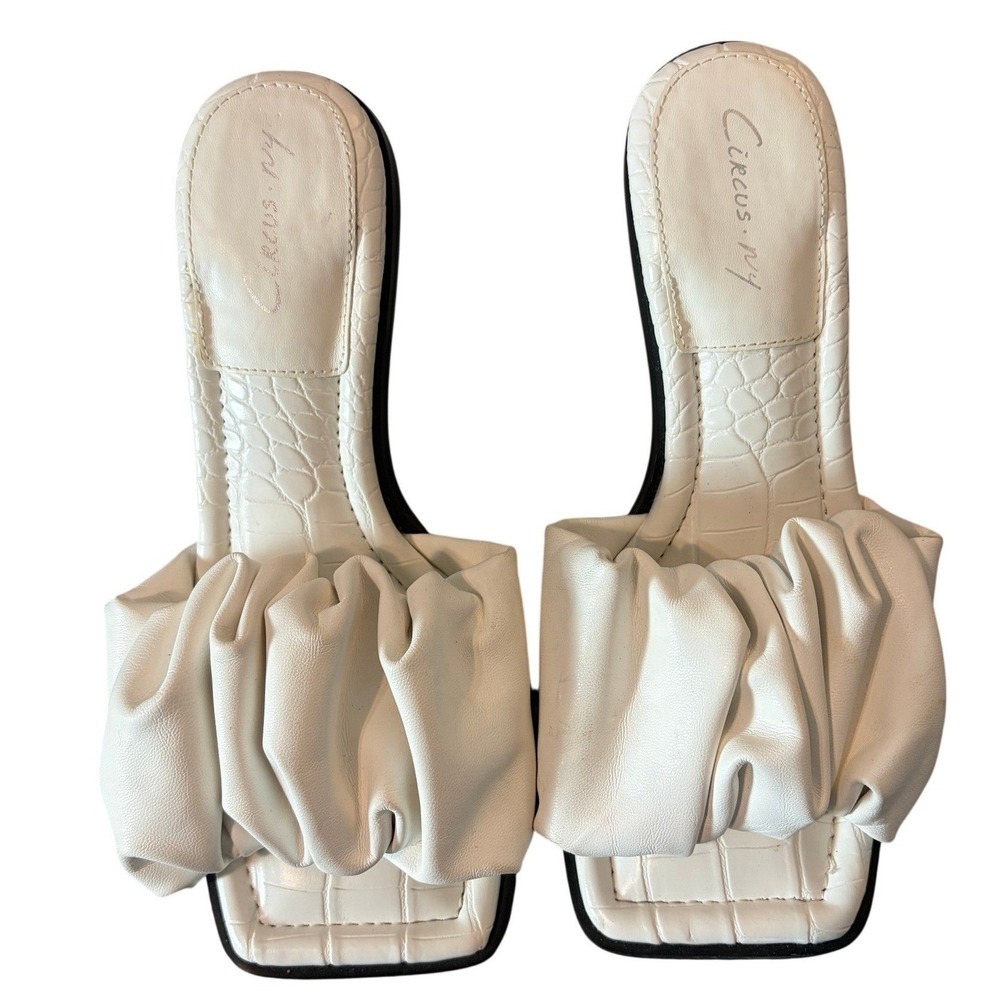 Circus by Sam Edelman Slade White Ruched Square Toe Flared Heel 6.5M Bridal Y2K